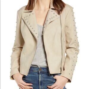 BB Dakota | Faux Leather True Stud Studded Crop Moto Jacket